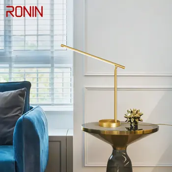 Настольная лампа из золотой латуни RONIN Современный Креативный Декор LED 3 Цвета Настольное Освещение для дома Спальни