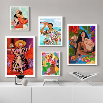 Настраиваемый абстрактный женский плакат и принты, женская настенная живопись мексиканского цвета, настенная картина для гостиной