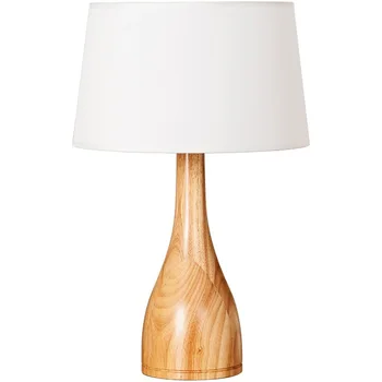 Новая декоративная настольная лампа из цельного дерева для спальни, прикроватный ночник, креативный льняной абажур для внутреннего освещения