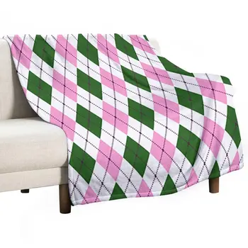 Новое розово-зеленое покрывало с рисунком свитера Argyle, теплое одеяло, Роскошное дизайнерское одеяло, теплое одеяло, покрывала для кроватей