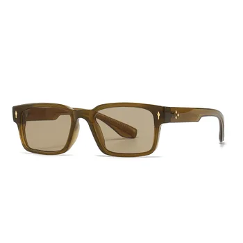 Новые винтажные Мужские Квадратные солнцезащитные очки в стиле панк с заклепками, роскошные Брендовые дизайнерские солнцезащитные очки с градиентом UV400, Модные Женские солнцезащитные очки