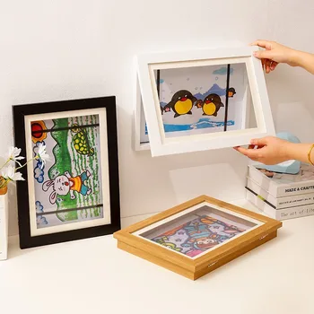 Новые детские художественные рамки, Открывающиеся спереди, Сменная настенная рамка для фотографий формата А4, рамка для 3D-плаката