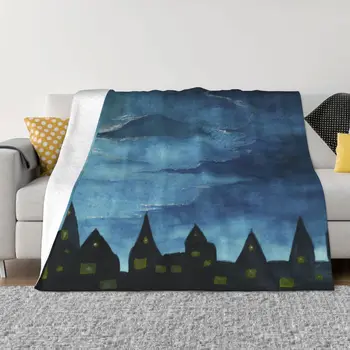 Ночной пейзаж Иллюстрация тыквы Одеяло из аниме-мультфильма, плед, декоративные покрывала для постельного белья класса люкс, путешествия, кемпинг