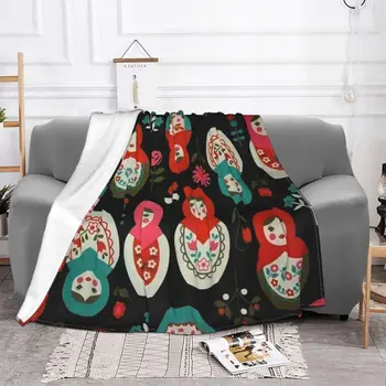 Одеяла с рисунком русской куклы-матрешки, флисовый зимний плед с рисунком аниме, переносное одеяло для постельных принадлежностей, офисное одеяло