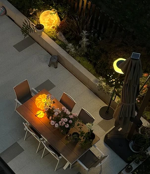 Оформление, садовая композиция на террасе, садовая композиция во внутреннем дворе, декоративные светильники для ландшафта