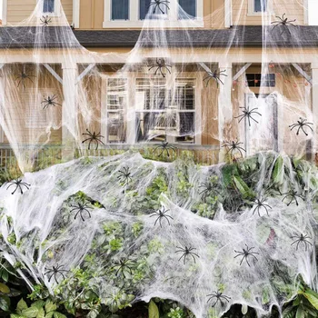 Паутина, украшения для Хэллоуина с искусственным пауком, супер эластичная паутина Для Хэллоуина, товары для вечеринок в помещении и на открытом воздухе, Новинка