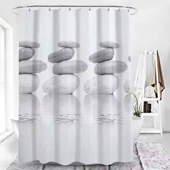 Плотная занавеска для душа из набивной ткани, водонепроницаемые сверхпрочные накладки для штор для ванной комнаты с крючками