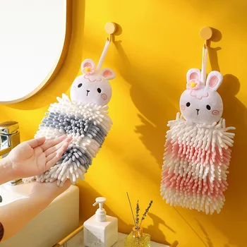 Полотенце для рук с мультяшным кроликом, подвесное полотенце для рук с милым животным, домашнее кухонное полотенце для рук