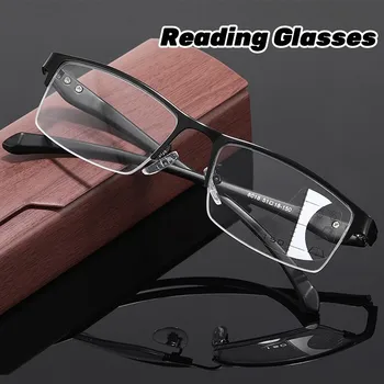 Прогрессивные мультифокальные очки для чтения с защитой от голубых лучей, модные деловые полукадровые Мужские Женские пресбиопические очки с диоптриями от 0 до + 4.0