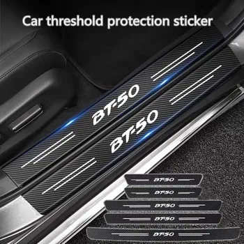Протектор порога автомобиля, наклейки на порог багажника с рисунком из углеродного волокна для Mazda BT50, эмблема BT-50
