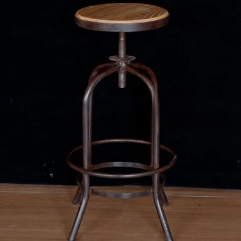 Регулируемый кофейный стул из натурального текстурированного дерева, современный минималистичный ретро-табурет, Высококачественные барные стулья ручной работы из железа