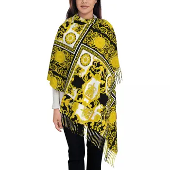 Роскошная женская шаль с кисточками в современном стиле барокко, модный шарф