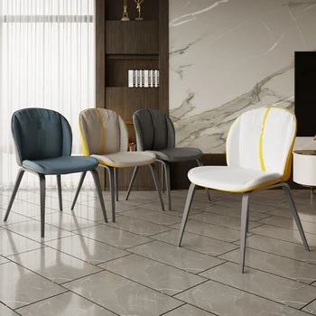 Роскошные Современные обеденные стулья для Скандинавской гостиной, Креативные Обеденные стулья из искусственной кожи, Табуреты для отдыха, Кухонная мебель для дома