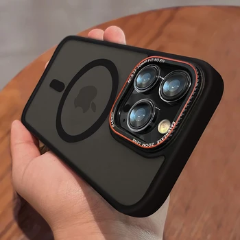 Роскошный Прозрачный Матовый Бампер Магнитный для Magsafe Case Для iPhone 13 12 14 Pro Max Plus С Беспроводной Зарядкой, Защитный Чехол Для Камеры