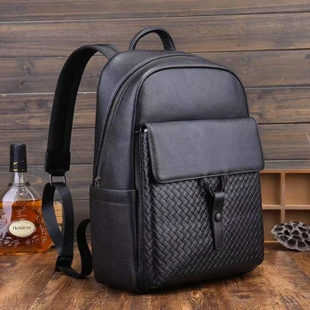 Рюкзак из натуральной кожи, мужской деловой 16-дюймовый ноутбук, черные сумки, модная школьная сумка из натурального материала, мужские рюкзаки из воловьей кожи