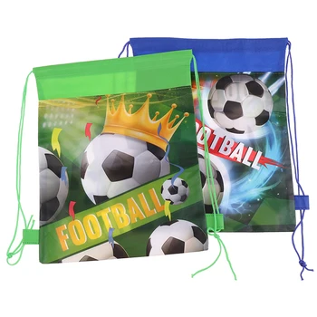Рюкзак футбольной тематики из нетканого материала, 1 шт., футбольный мяч, подарочная сумка на шнурке, с Днем рождения, детский душ