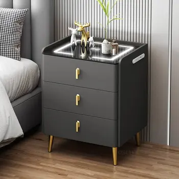 Скандинавские умные тумбочки, мебель для спальни, Многофункциональная прикроватная тумбочка с беспроводной зарядкой, Дизайнерские шкафы для хранения с выдвижным ящиком