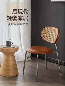 Скандинавский Креативный обеденный стул из бамбука и ротанга с домашней спинкой, Дизайнерский кофейный стул, Книжный стул, Стул для отдыха на балконе