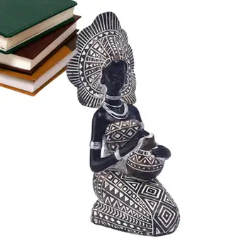 Скульптура Африканской леди Декоративная Статуэтка Африканская статуя Скульптура африканских женщин Домашний декор для столовой спальни офисов и т.д.