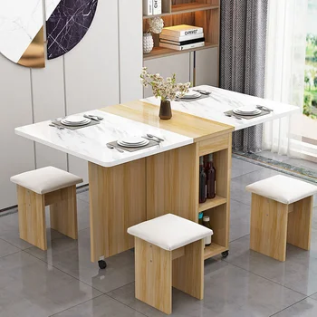 Современный складной обеденный стол Для небольшой домашней квартиры, многофункциональные обеденные столы, Маленькие простые прямоугольные предметы мебели