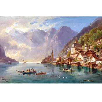 Средиземноморская картина на холсте Ручной работы Большой пейзаж Красивые пейзажи Картина маслом на холсте большие настенные плакаты