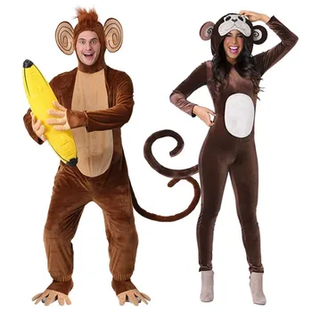 Сцена на Хэллоуин, вечеринка, собрание, представление в кино, костюмы озорных обезьян для взрослых самцов и самок животных