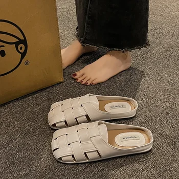 Тапочки 2023 года, женские уличные тапочки, тапочки в римском стиле для лета, универсальные повседневные сандалии Muller, Дизайнерские сандалии