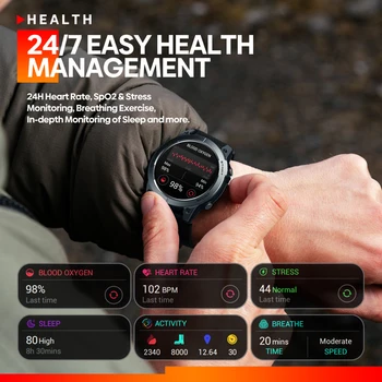 Умные часы Zeblaze Stratos 3 с AMOLED-дисплеем, спортивные умные часы для телефонных звонков, совместимые с Bluetooth, пульсометр
