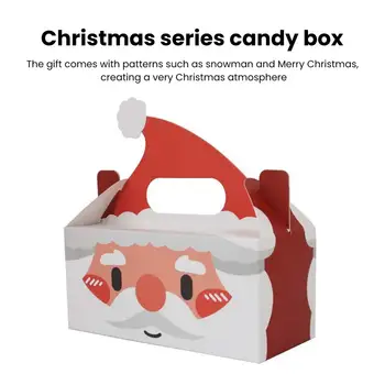 Упаковка Рождественского подарка Праздничная Подарочная коробка Рождественская подарочная коробка Рождественские Картонные подарочные коробки для конфет и печенья с ручкой для вкусностей