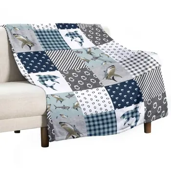 Фланелевое одеяло с забавным принтом акулы, шахматная доска с животными, Мягкое теплое одеяло для пикника в спальне, милое покрывало для кровати, чехол для дивана