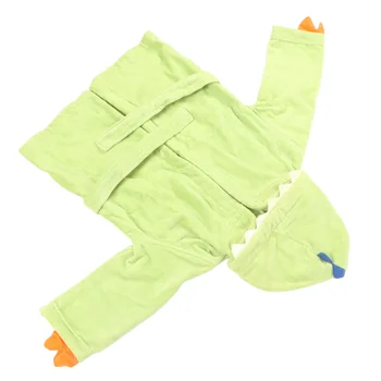 Фланелевый детский халат из чистого хлопка, халат в стиле динозавра, Домашняя желто-зеленая одежда для отдыха размера S, ночная рубашка, Детские халаты