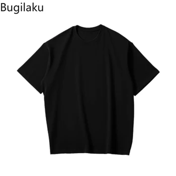 Футболка Bugilaku с короткими рукавами, свободная нижняя рубашка из чистого хлопка с круглым вырезом для мужчин