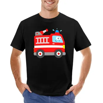 Футболка с изображением пожарной машины, симпатичная блузка для пожарного автомобиля, эстетичная одежда, футболки, Мужская футболка