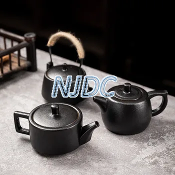 Черный керамический чайник с ручкой для заваривания чая Кунг-фу на один чайник Бытовой Простой чайник с боковой ручкой для чая Кунг-фу