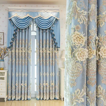 Шторы с рельефной вышивкой для гостиной, столовой, спальни, затемняющие шторы в стиле минимализм, Европейские роскошные шторы для виллы на заказ