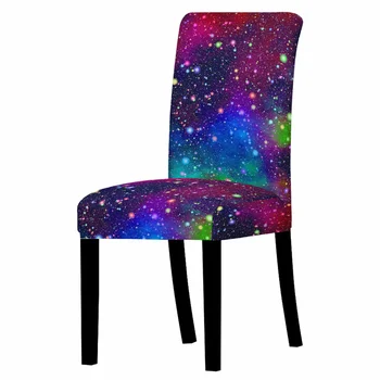 Эластичные чехлы для стульев с принтом Вселенной и Звездного неба, домашний декор, чехлы для сидений с 3D-принтом, аксессуары для гостиной, защита для стульев