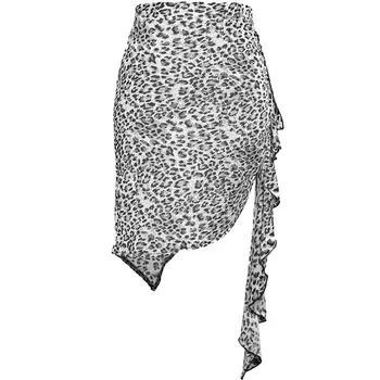 Юбка с леопардовым принтом, одежда для латиноамериканских танцев, женская Весенняя Сексуальная Марлевая одежда для современных танцев высокого качества, Национальная стандартная танцевальная одежда