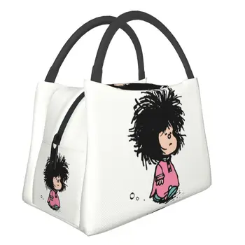 Юморная манга Mafalda, изолированная сумка для ланча для школьного офиса, мультфильм 