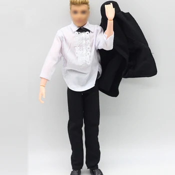 1 комплект одежды ручной работы черный костюм невесты с белой рубашкой и брюками для кукол barbies boy firend Ken рождественские подарки своими руками