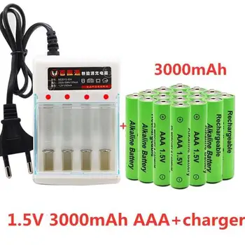 100% Новый бренд 3000mah 1.5 V Щелочная батарея AAA AAA аккумуляторная батарея для дистанционного управления игрушечной батареей Дымовая сигнализация с зарядным устройством