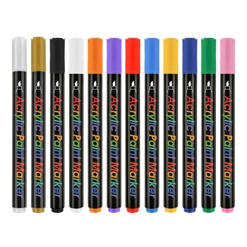 12-цветные акриловые маркеры для краски, Быстросохнущие ручки для рисования, Маркеры для камня, стекла, пасхальной росписи по дереву, керамике D5QC