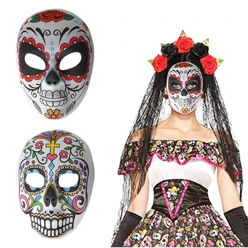 1Шт Маски Дня мертвых Сахарный череп Маска на все лицо Мексика Вечеринки Маскарад Реквизит Костюм на Хэллоуин для женщин Мужчин