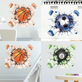 1шт Новый футбольный баскетбольный стикер на стену Спортивные наклейки на стену в спальне для мальчиков для декора детских комнат в детской
