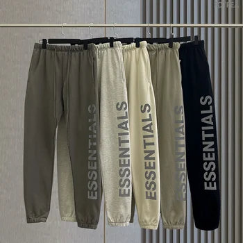2023 Новые спортивные штаны для бега со светоотражающими буквами из 100% хлопка в стиле хип-хоп, свободные Спортивные штаны Унисекс высокого качества, Хай-Стрит