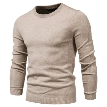 2023 Новый Зимний Толстый Пуловер Для мужчин с круглым вырезом, Однотонные Теплые Тонкие свитера с длинным рукавом для мужчин, Мужской свитер, мужская одежда