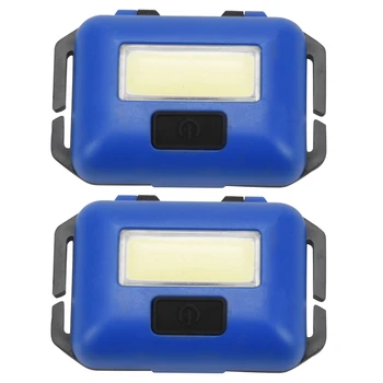 2X Cob LED Мини-головной светильник, фара, 3 режима, Непромокаемый налобный фонарь, фонарик для кемпинга на открытом воздухе, рыбалки, синий