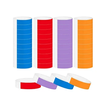 400 Штук Бумажных Одноразовых легких цветных идентификационных браслетов на запястье, клейких повязок для рук 4 цвета