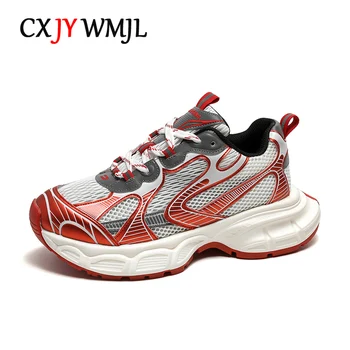CXJYWMJL, женские сетчатые массивные кроссовки, большие размеры, весенняя повседневная вулканизированная обувь с толстой подошвой, женская осенняя спортивная обувь на платформе.