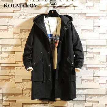 KOLMAKOV / Новинка 2024, мужские тренчи, весенние повседневные длинные куртки, мужские износостойкие черные ветровки, мужские пальто M-5XL
