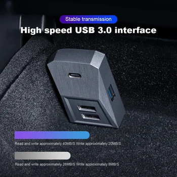 USB-разветвитель для передачи данных Интеллектуальная док-станция для расширения разветвителя Адаптер для передачи данных для Tesla Model 3 в 2021-2023 годах